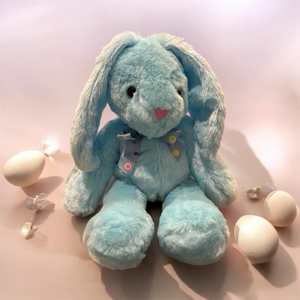 New!! Adorable Stuffed Blue Plush Easter Bunny